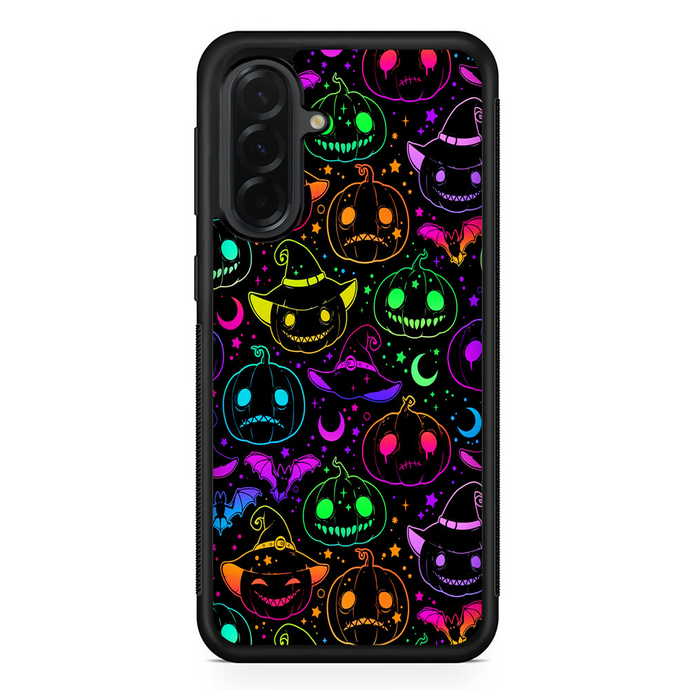 Halloween Pumpkins and Flying Bats Samsung Galaxy A36 Case | Protective Rubber Cover