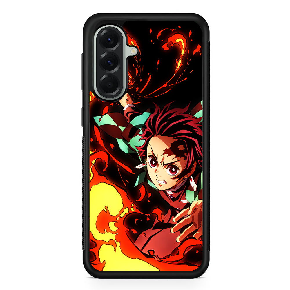 Demon Slayer Tanjiro Battle Mode Samsung Galaxy A56 Case | Samsung Galaxy A56 Protective Rubber Case