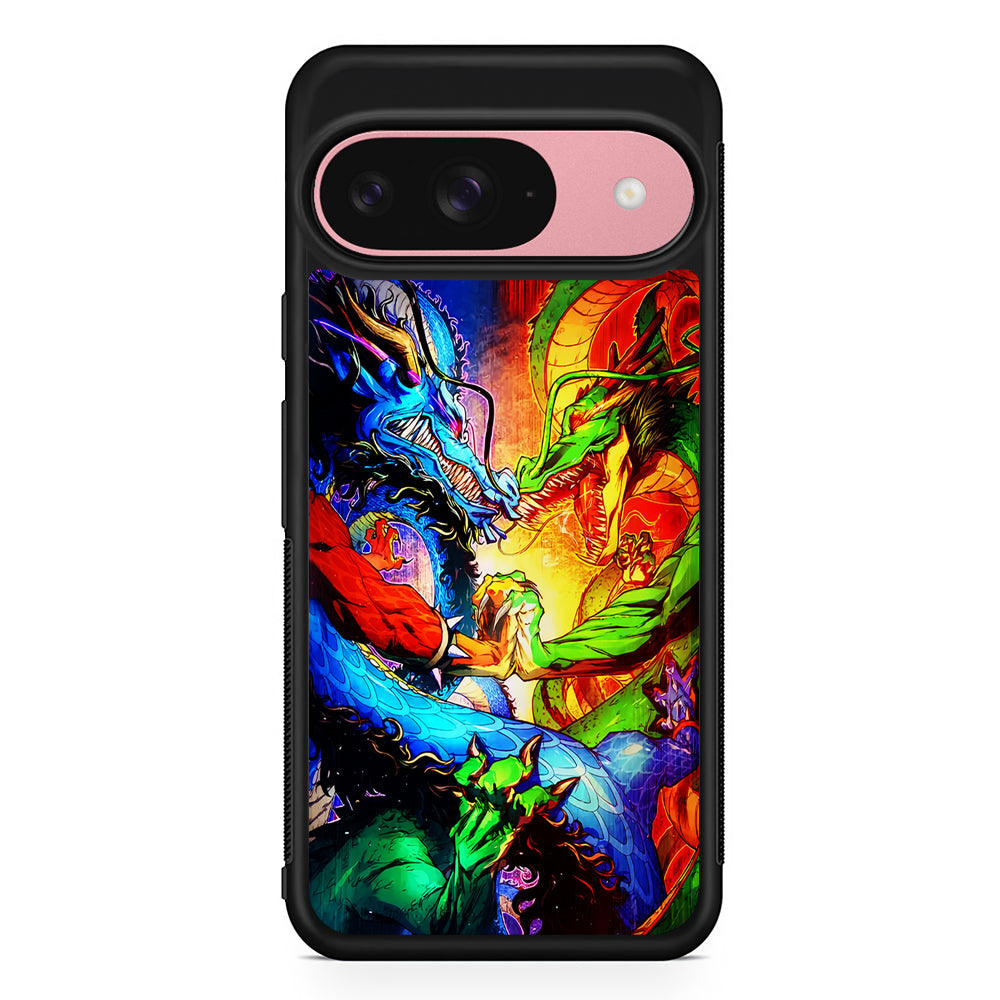 Kaido VS Shenron Crossover Google Pixel 9 Case | Google Pixel 9 Protective Rubber Case
