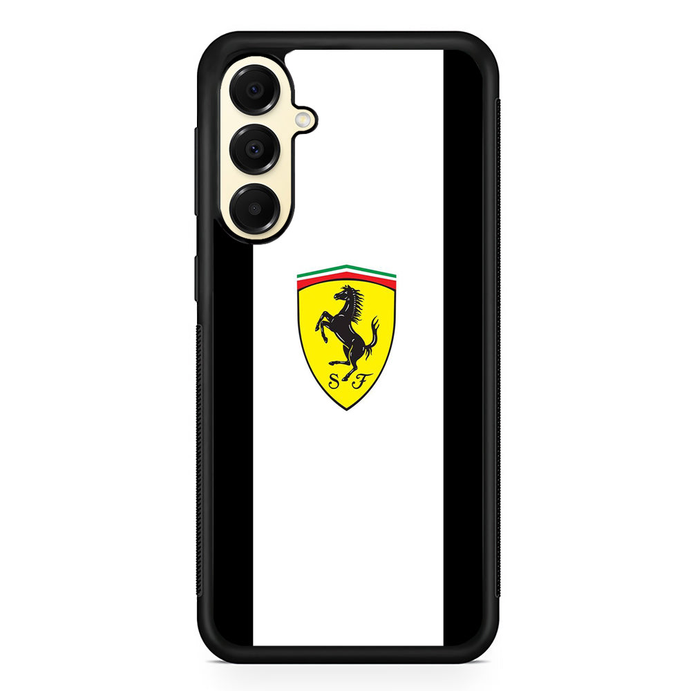 Ferrari White Stripe Emblem Samsung Galaxy A16 Case | Slim Rubber Case for Samsung Galaxy A16