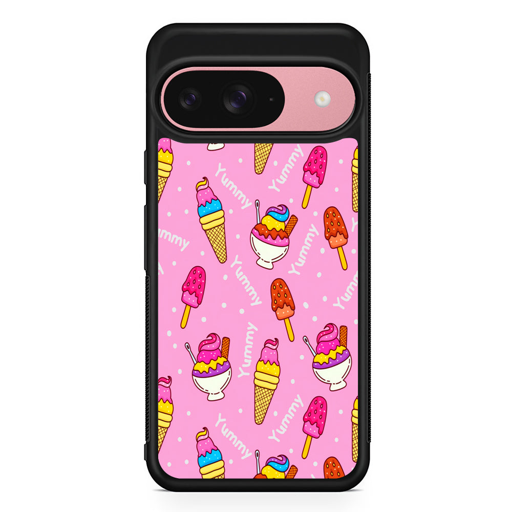 Ice Cream Doodle Yummy Google Pixel 9 Case | Google Pixel 9 Protective Rubber Case