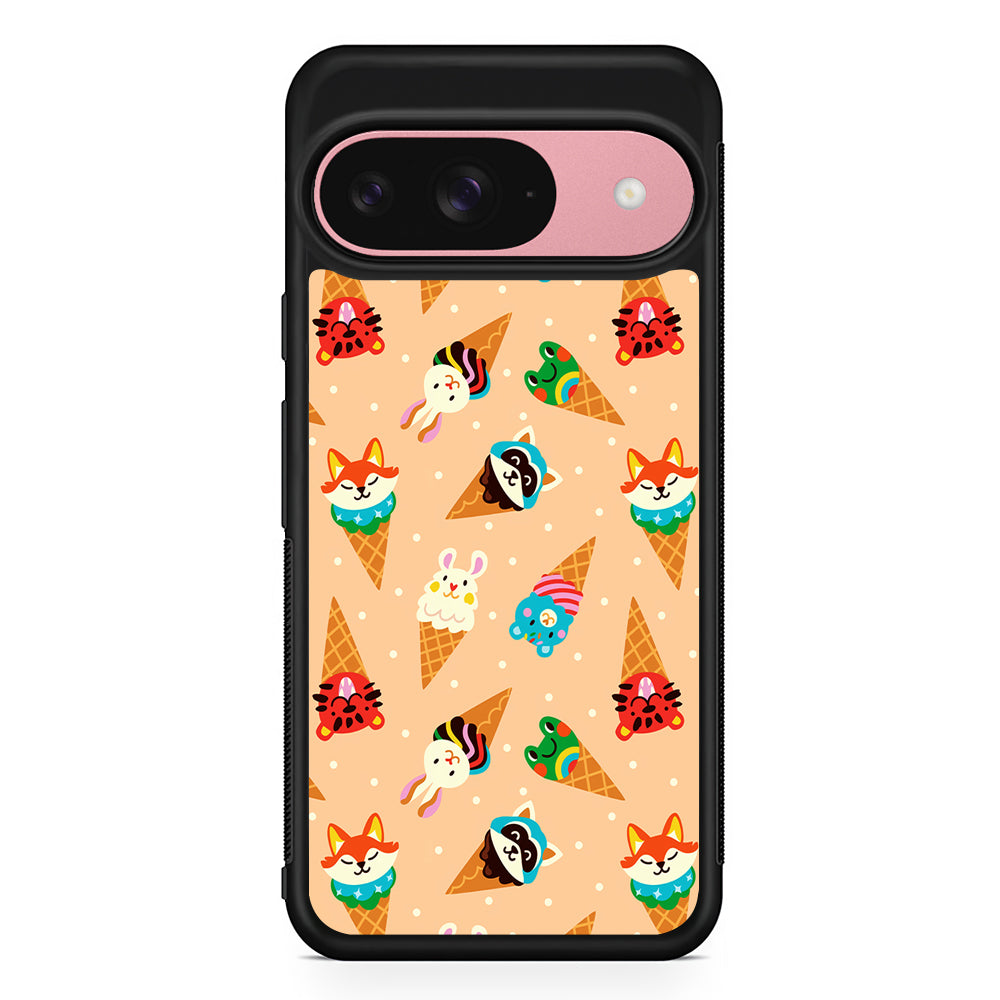Cartoon Ice Cream Cones Google Pixel 9 Case | Google Pixel 9 Protective Rubber Case