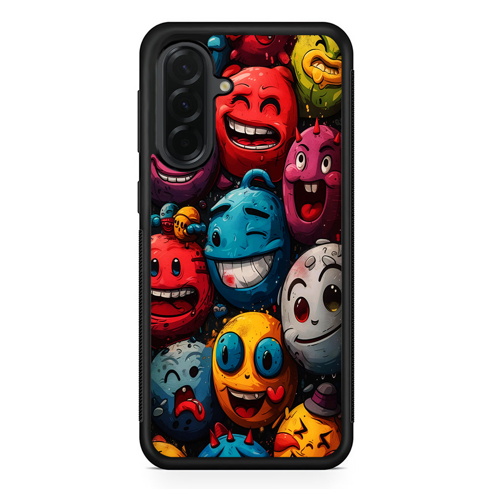 Colorful Funny Emoticons Doodle Samsung Galaxy A36 Case | Protective Rubber Cover