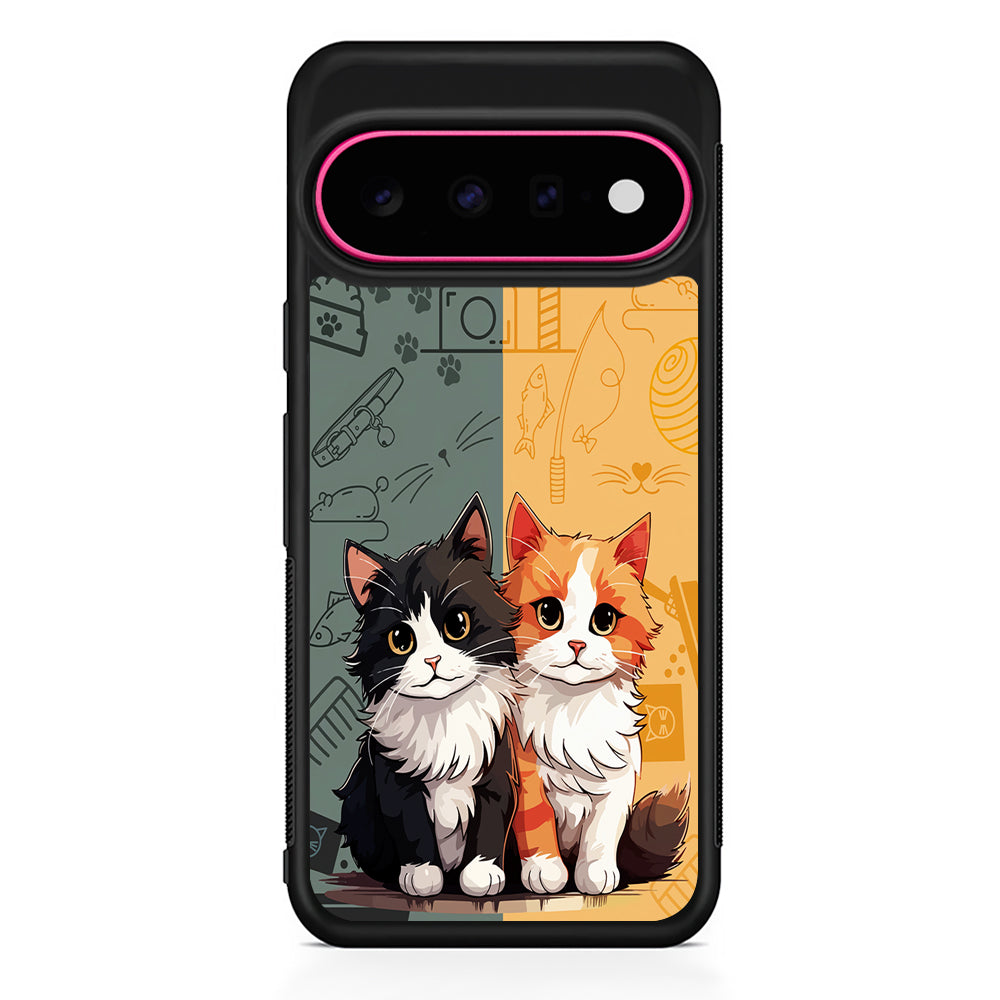 Two Cute Cats Kawai Google Pixel 11 Case | Slim Shockproof Cover