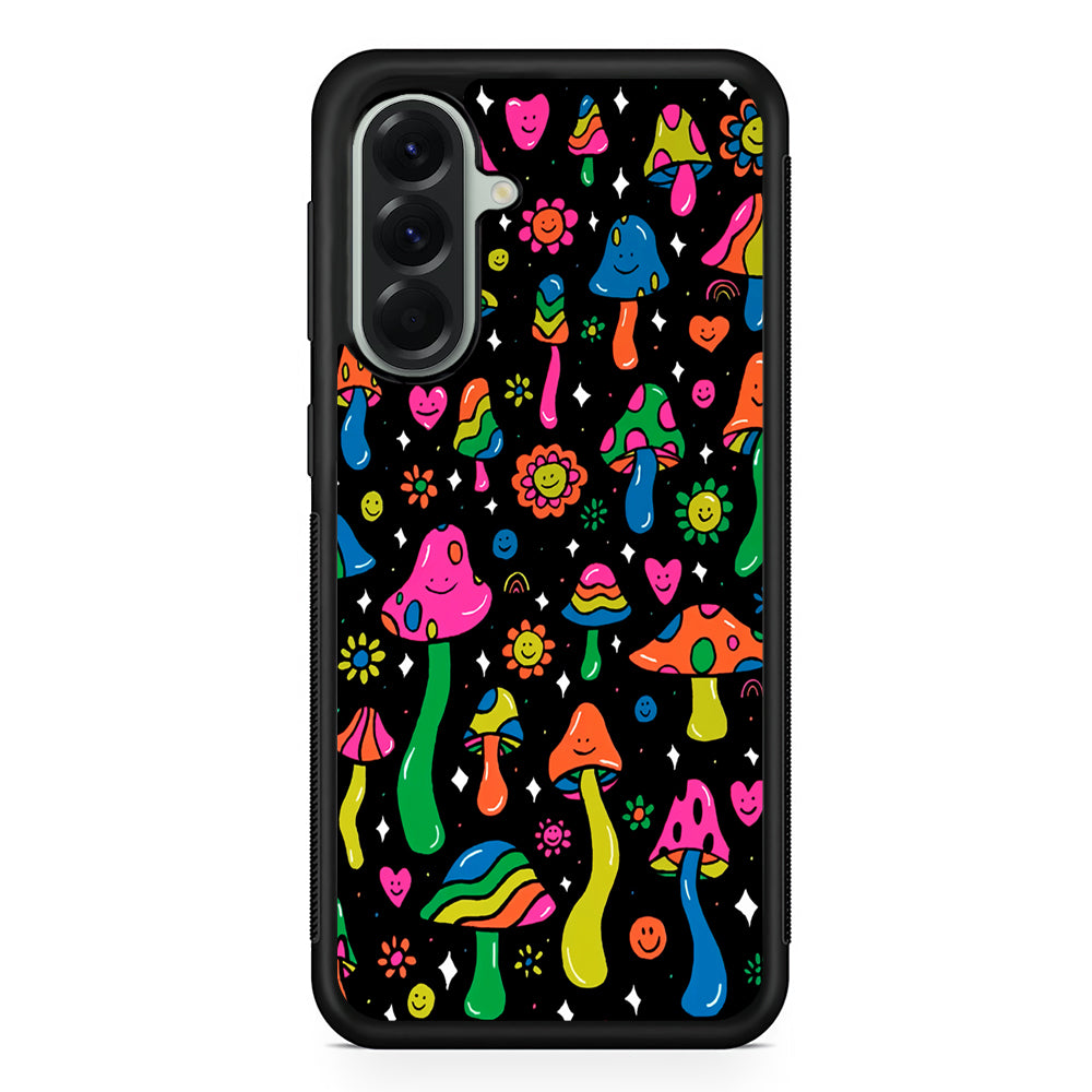 Various Mushrooms Smile Colorful Samsung Galaxy A56 Case | Samsung Galaxy A56 Protective Rubber Case