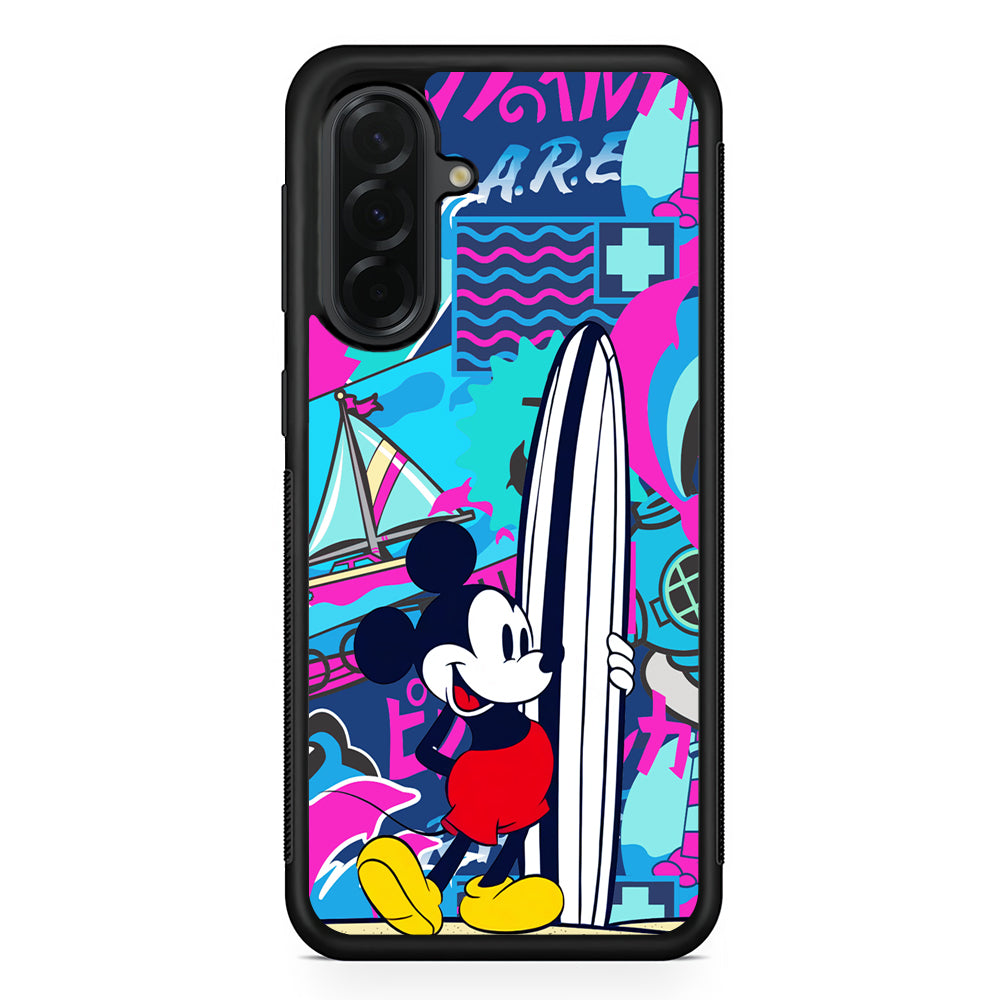 Mickey Mouse Surf Board Samsung Galaxy A36 Case | Protective Rubber Cover