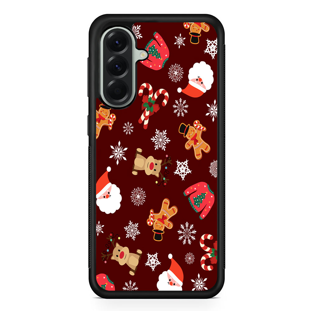 Christmas Ornaments Pattern Maroon Samsung Galaxy A56 Case | Samsung Galaxy A56 Protective Rubber Case