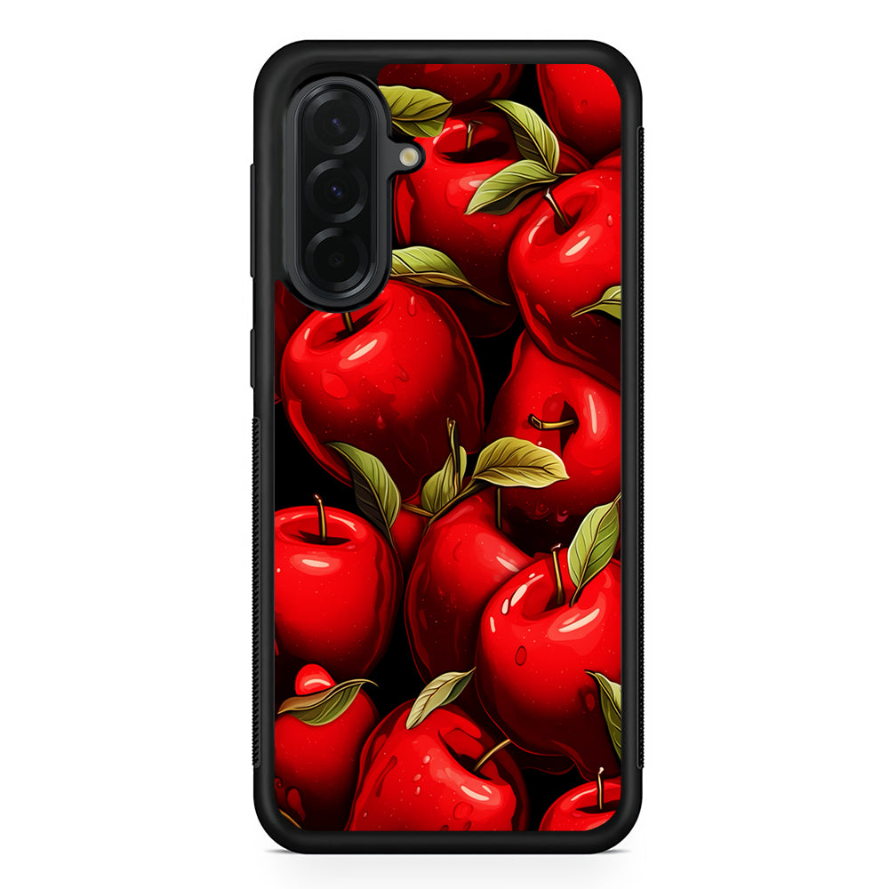 A Red Apple with Leaves Samsung Galaxy A36 Case | Protective Rubber Cover