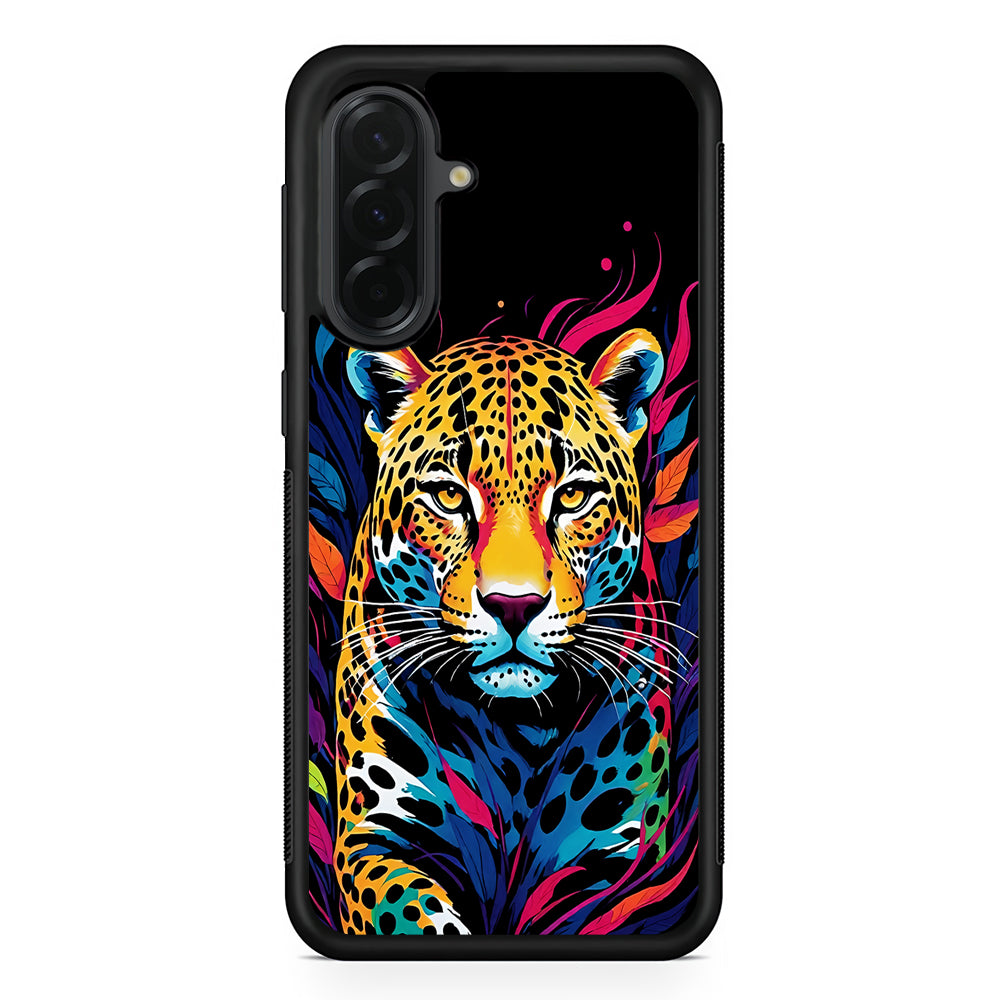 A Colorful Leopard on The Hunt Samsung Galaxy A36 Case | Protective Rubber Cover