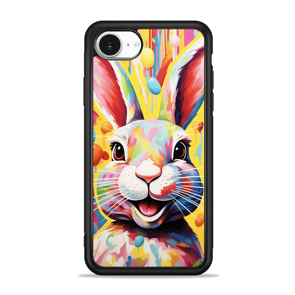 Happy Rabbit Painting iPhone 16e Case | Protective Phone Cover