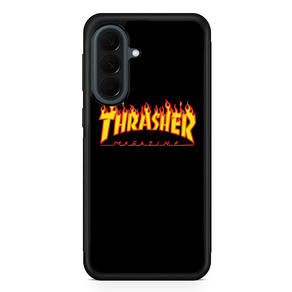 Thrasher Magazine Black Simple Fire Samsung Galaxy A37 Case | Samsung Galaxy A37 Rubber Phone Case