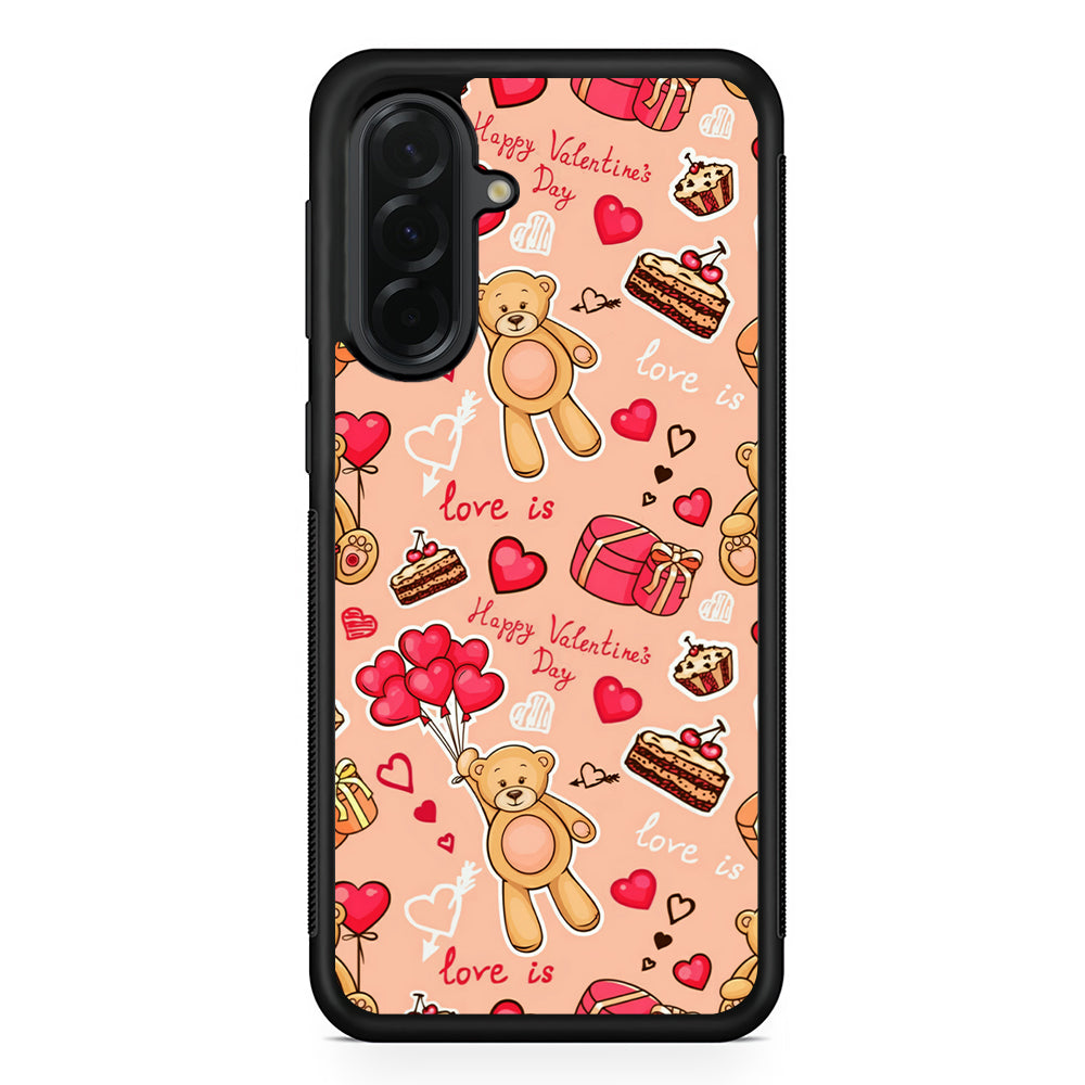 Valentine’s Day with Teddy Bears Samsung Galaxy A36 Case | Protective Rubber Cover