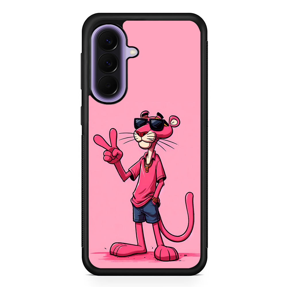 Pink Panther Wearing Glasses Samsung Galaxy A57 Case | Slim Samsung Galaxy A57 Rubber Case