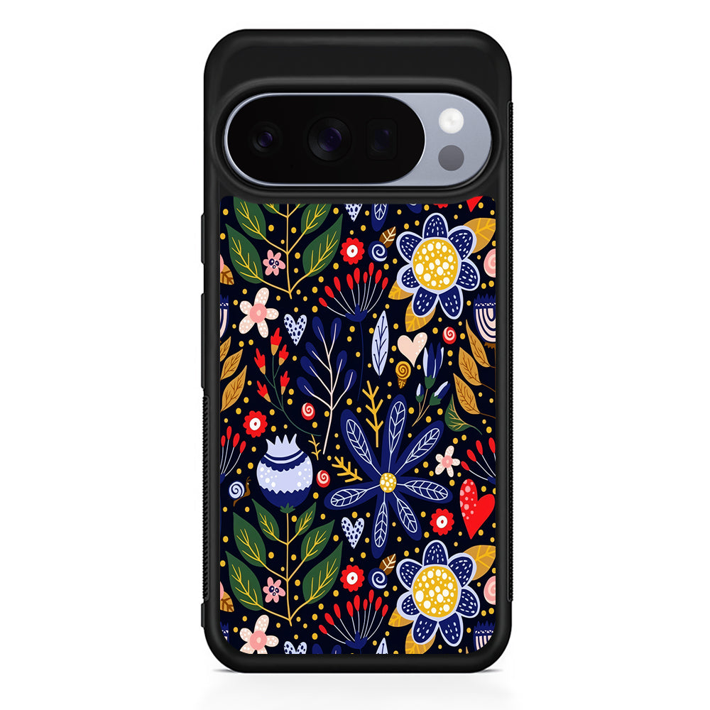Flowers on a Dark Aesthetic Google Pixel 10 Pro Case | Google Pixel 10 Rubber Protective Case