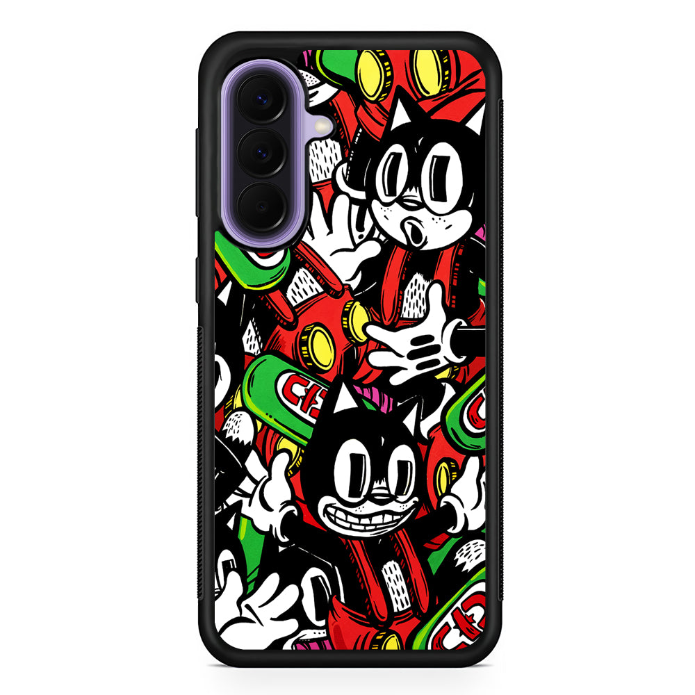 Felix The Cat Club Party Samsung Galaxy A57 Case | Slim Samsung Galaxy A57 Rubber Case