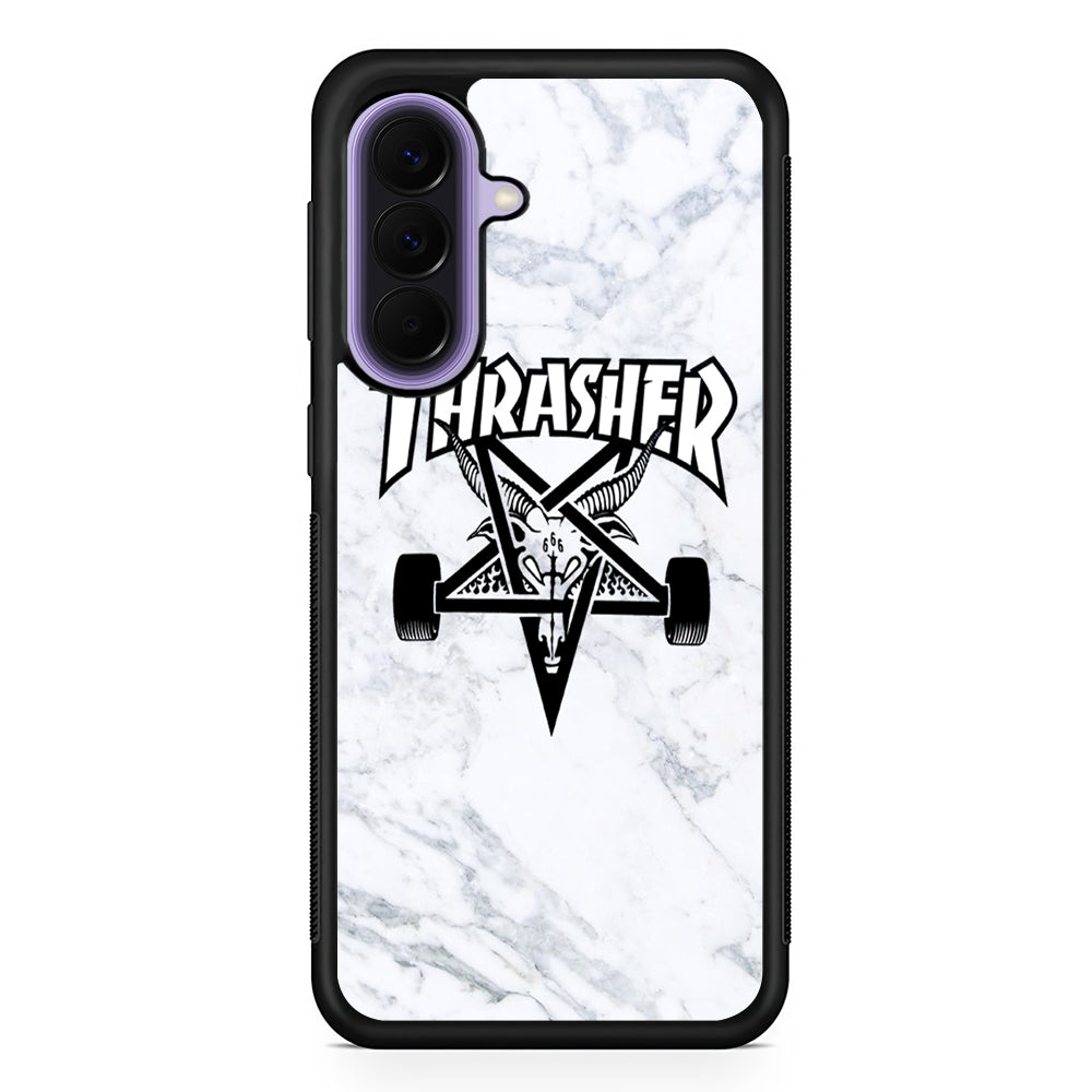 Thrasher x Pentagram White Marble Samsung Galaxy A57 Case | Samsung Galaxy A57 Protective Cover