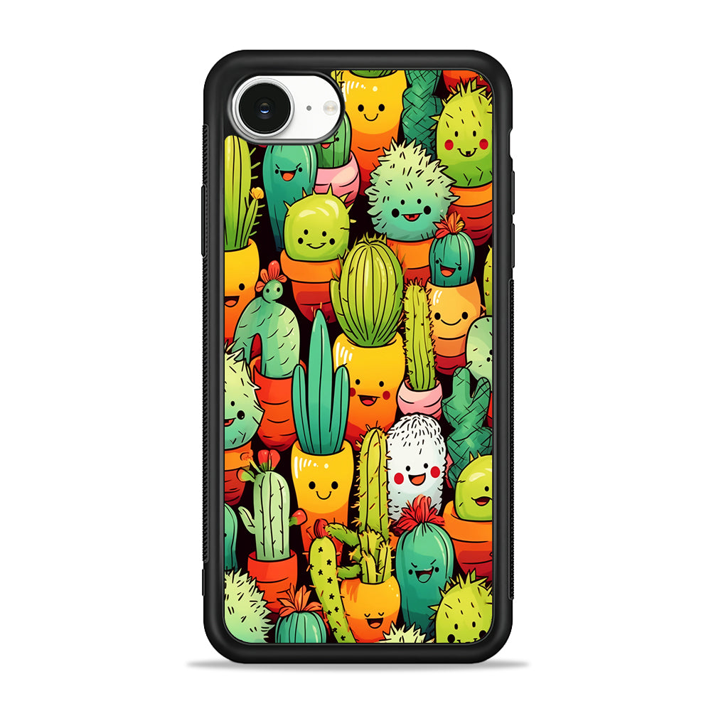 Cactus Cartoon in Pots iPhone 16e Case | Protective Phone Cover