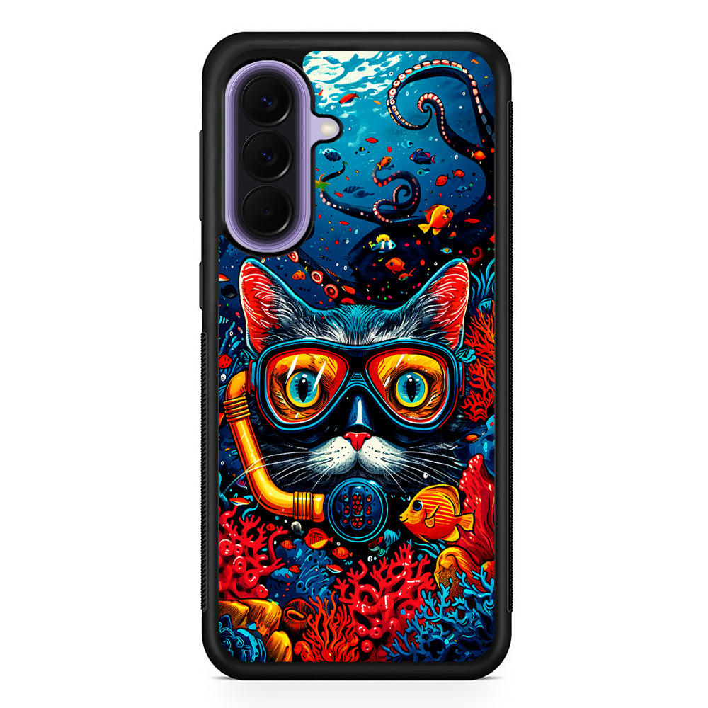 Kitty Cat Under The Sea Samsung Galaxy A57 Case | Slim Samsung Galaxy A57 Rubber Case