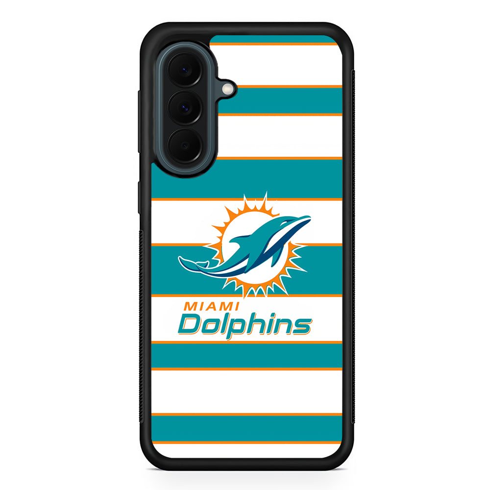 NFL Miami Dolphins White Stripe Samsung Galaxy A37 Case | Samsung Galaxy A37 Rubber Phone Case