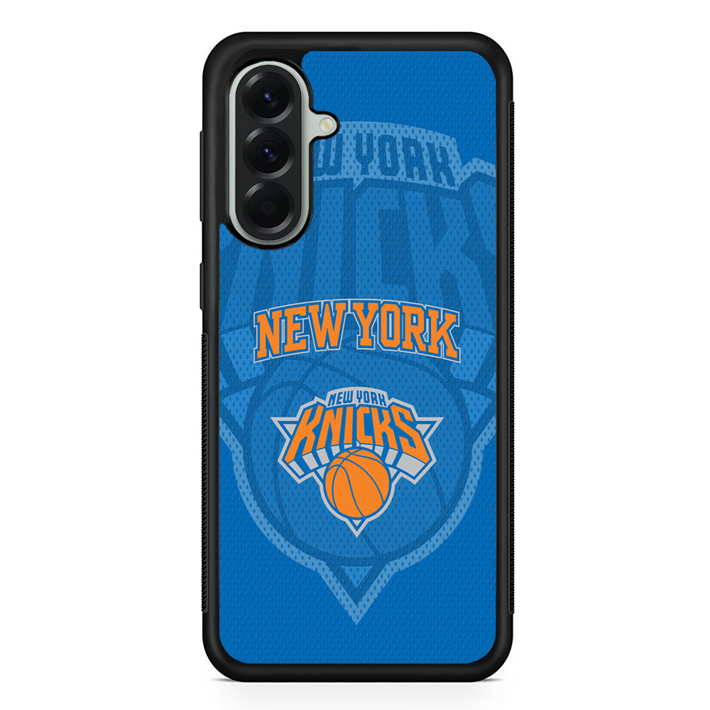 NBA New York Knicks Blue Patern Samsung Galaxy A56 Case | Samsung Galaxy A56 Protective Rubber Case