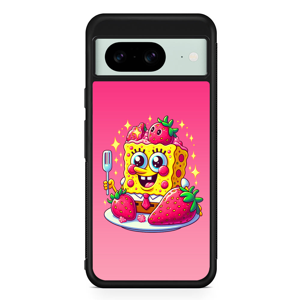 SpongeBob Eating Strawberry Google Pixel 8 Case | Durable Protective Cover for Google Pixel 8