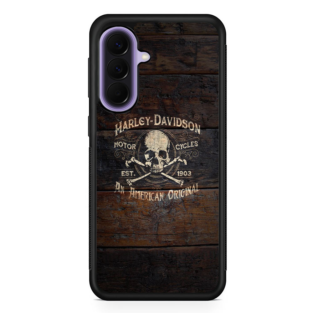 Harley Davidson Skull Logo In Wood Samsung Galaxy A57 Case | Samsung Galaxy A57 Protective Cover