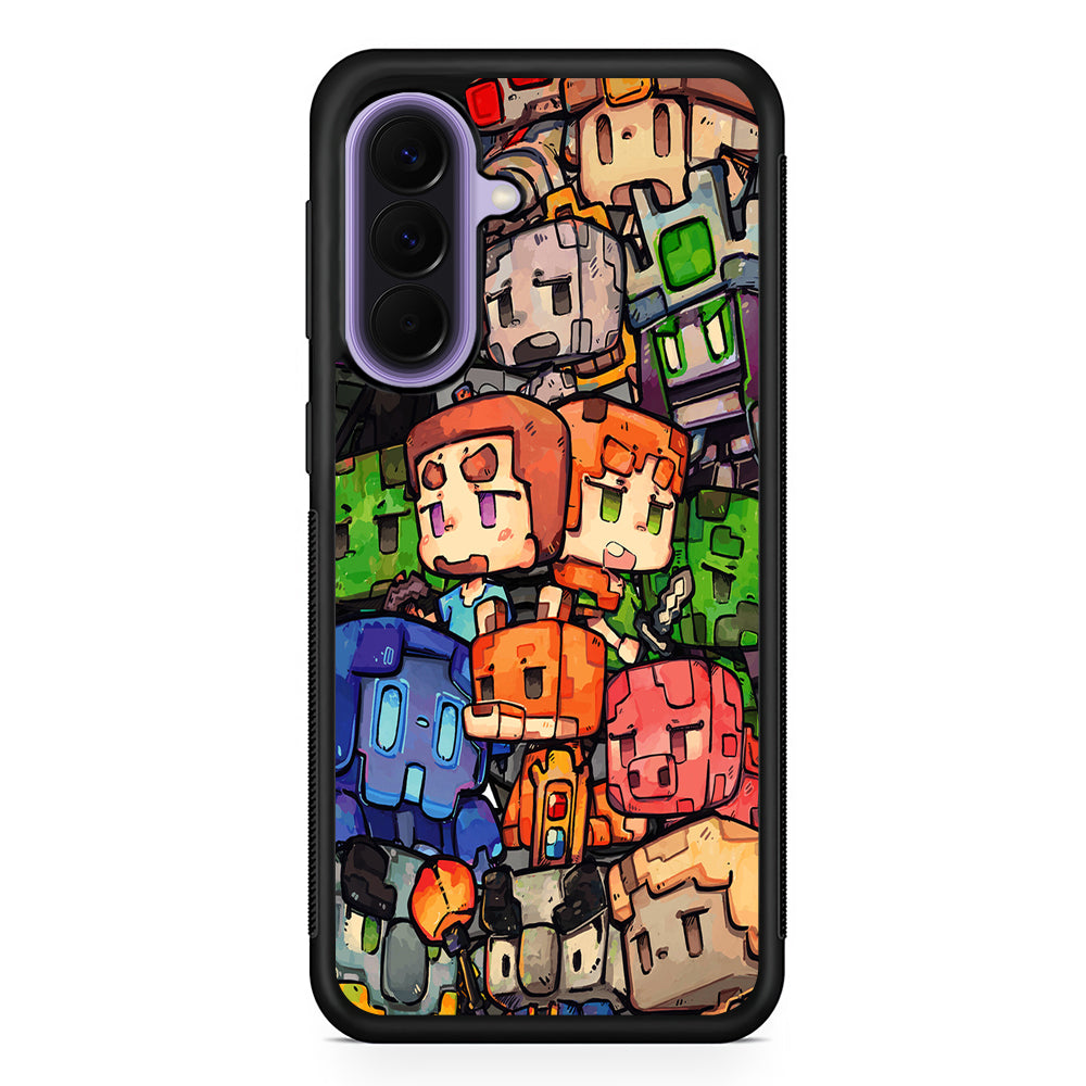 Minicraft Characters Drawing Samsung Galaxy A57 Case | Slim Samsung Galaxy A57 Rubber Case