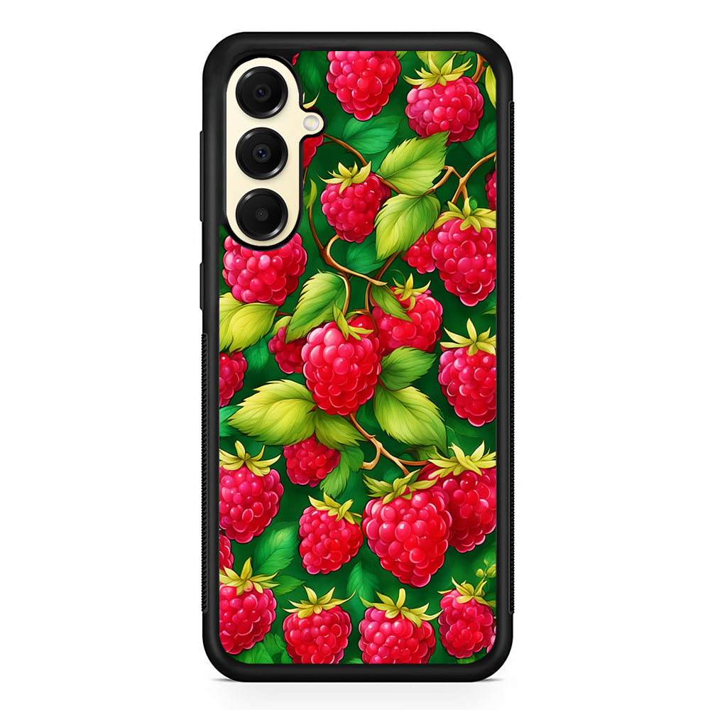 Raspberry Leaves and Berries Samsung Galaxy A16 Case | Slim Rubber Samsung Galaxy A16 Case