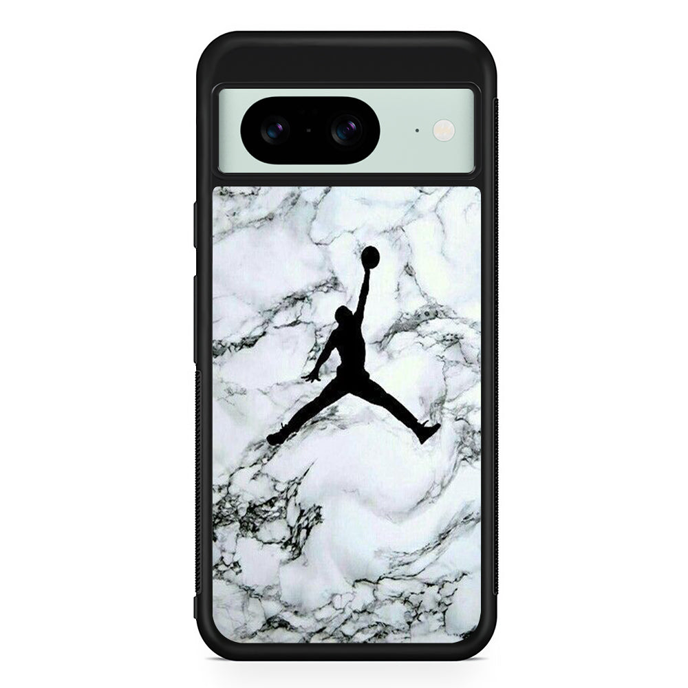Jordan White Marble Logo Google Pixel 8 Case | Durable Protective Cover for Google Pixel 8
