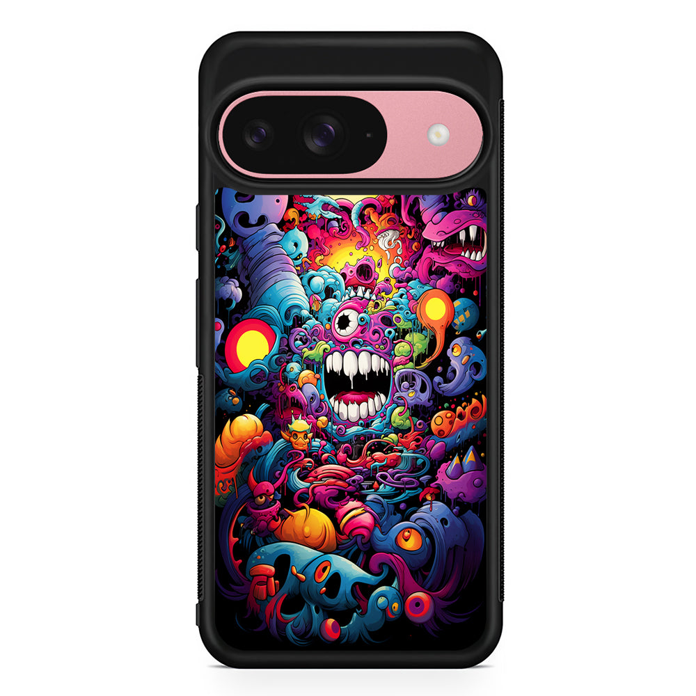 One Eyed Monster Doodle Art Google Pixel 9 Case | Google Pixel 9 Protective Rubber Case