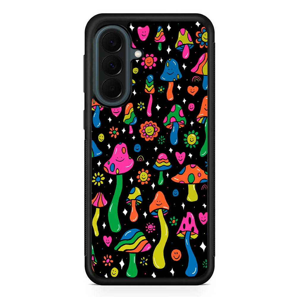 Various Mushrooms Smile Colorful Samsung Galaxy A37 Case | Samsung Galaxy A37 Rubber Phone Case