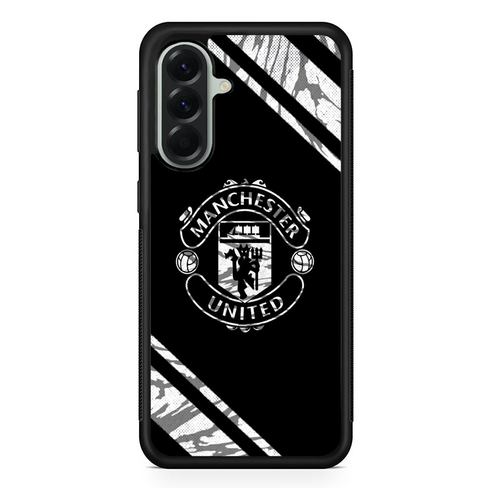 Manchester United Black Emblem Samsung Galaxy A56 Case | Samsung Galaxy A56 Protective Rubber Case