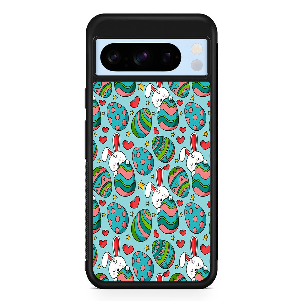 Easter Eggs and Rabbits Pattern Google Pixel 8 Pro Case | Slim Rubber Case for Google Pixel 8 Pro