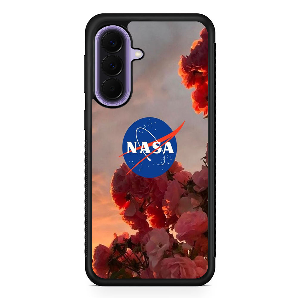 Nasa Logo Pink Flowers Samsung Galaxy A57 Case | Slim Samsung Galaxy A57 Rubber Case