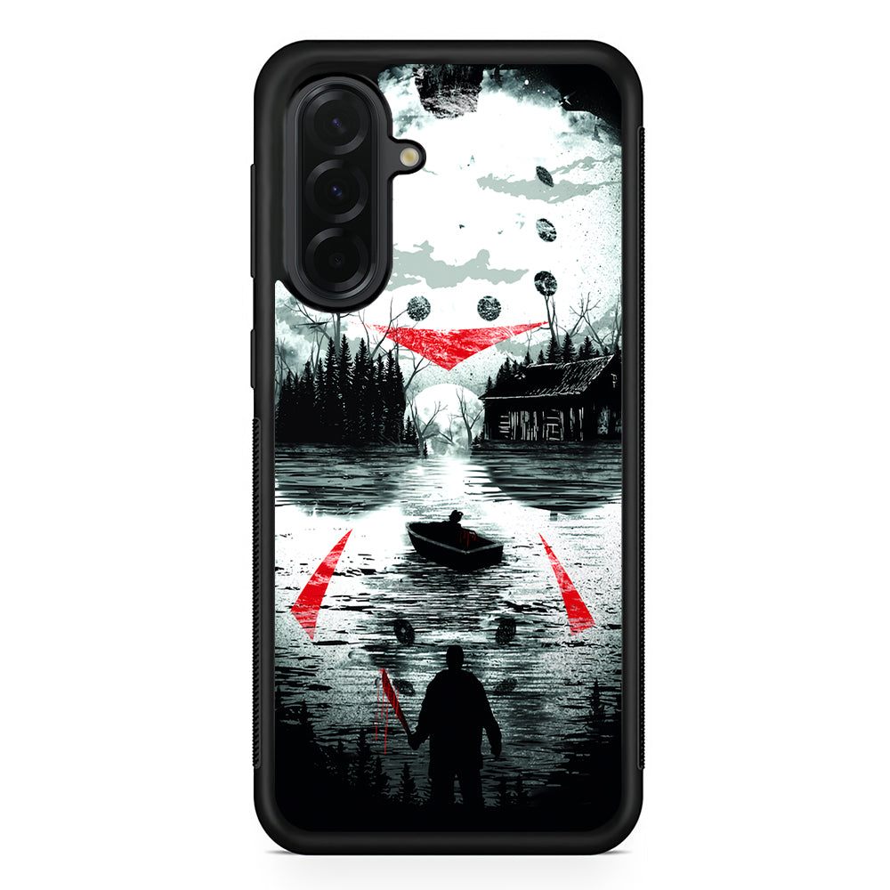 Friday the 13th Silhouette Mask Samsung Galaxy A36 Case | Protective Rubber Cover
