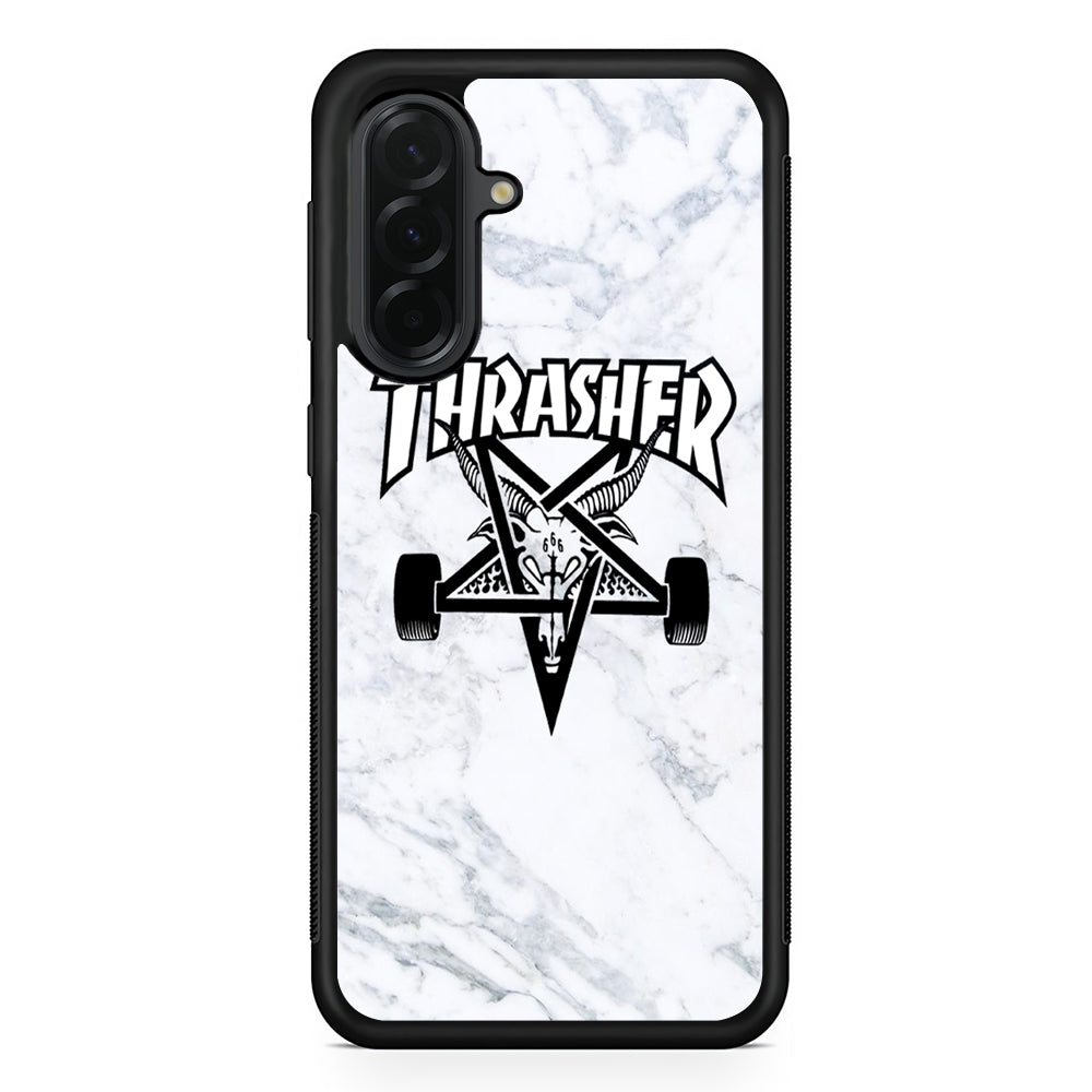 Thrasher x Pentagram White Marble Samsung Galaxy A36 Case | Durable Samsung Galaxy A36 Cover