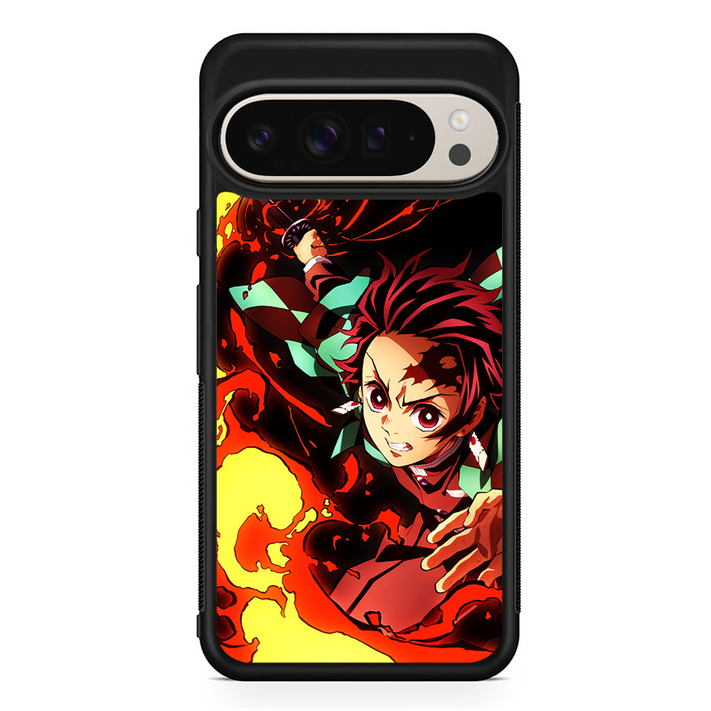 Demon Slayer Tanjiro Battle Mode Google Pixel 9 Pro Case | Slim Protective Cover