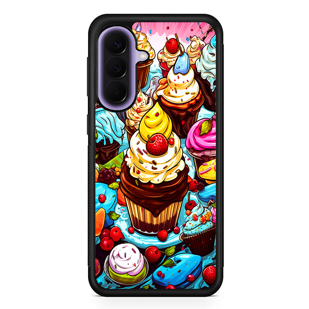 Sweet Desserts Food Doodle Samsung Galaxy A57 Case | Slim Samsung Galaxy A57 Rubber Case