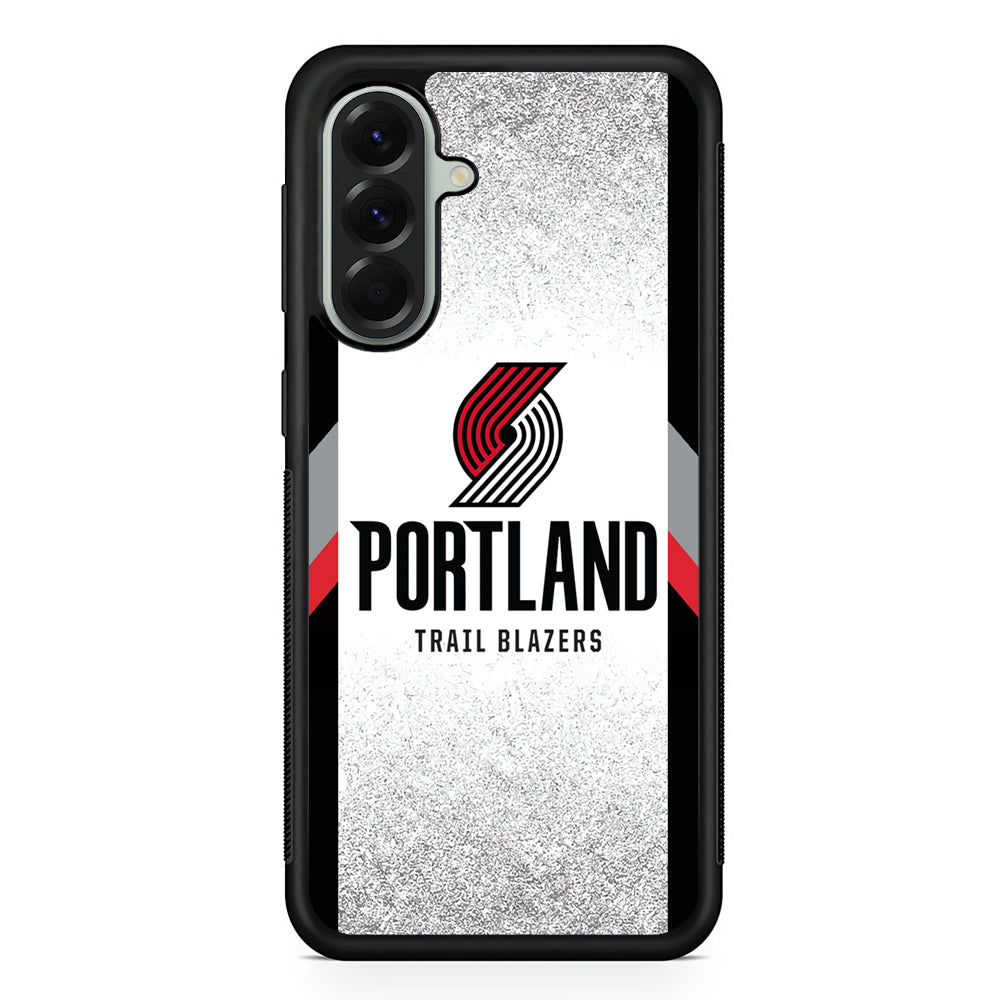 NBA Portland Trail Blazers Silver Samsung Galaxy A56 Case | Samsung Galaxy A56 Protective Rubber Case