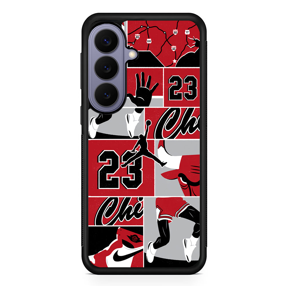 Air Jordan Team Collage Backdrop Samsung Galaxy S26 Case | Slim Protective Rubber Case for Samsung S26