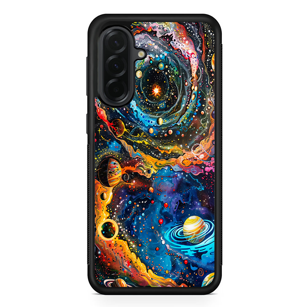Colorful Galaxy Many Planets Samsung Galaxy A36 Case | Protective Rubber Cover