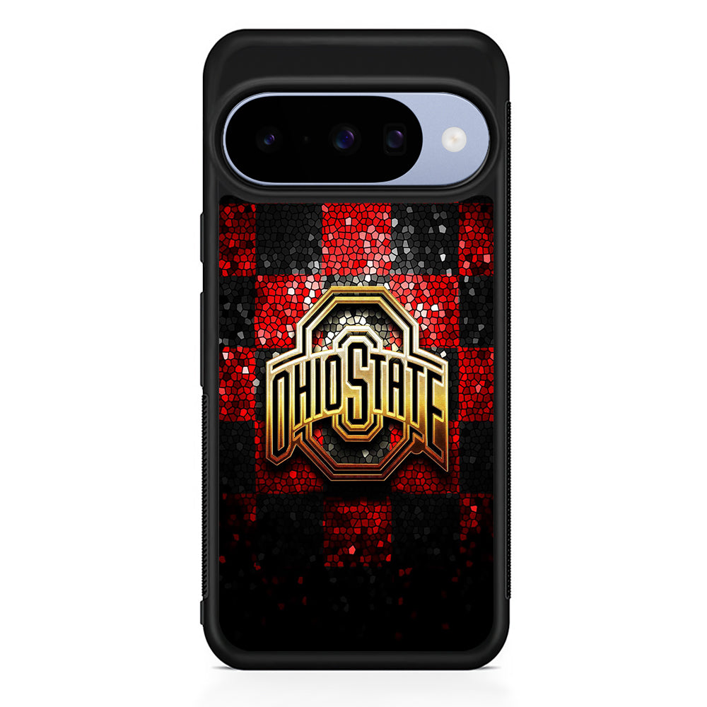 Ohio State Red Black Glitter Google Pixel 10 Case | Google Pixel 10 Rubber Protective Case