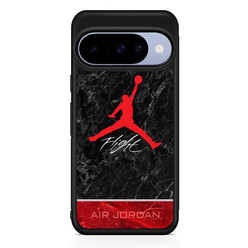 Air Jordan Flight Black Marble Google Pixel 10 Case | Google Pixel 10 Rubber Protective Case