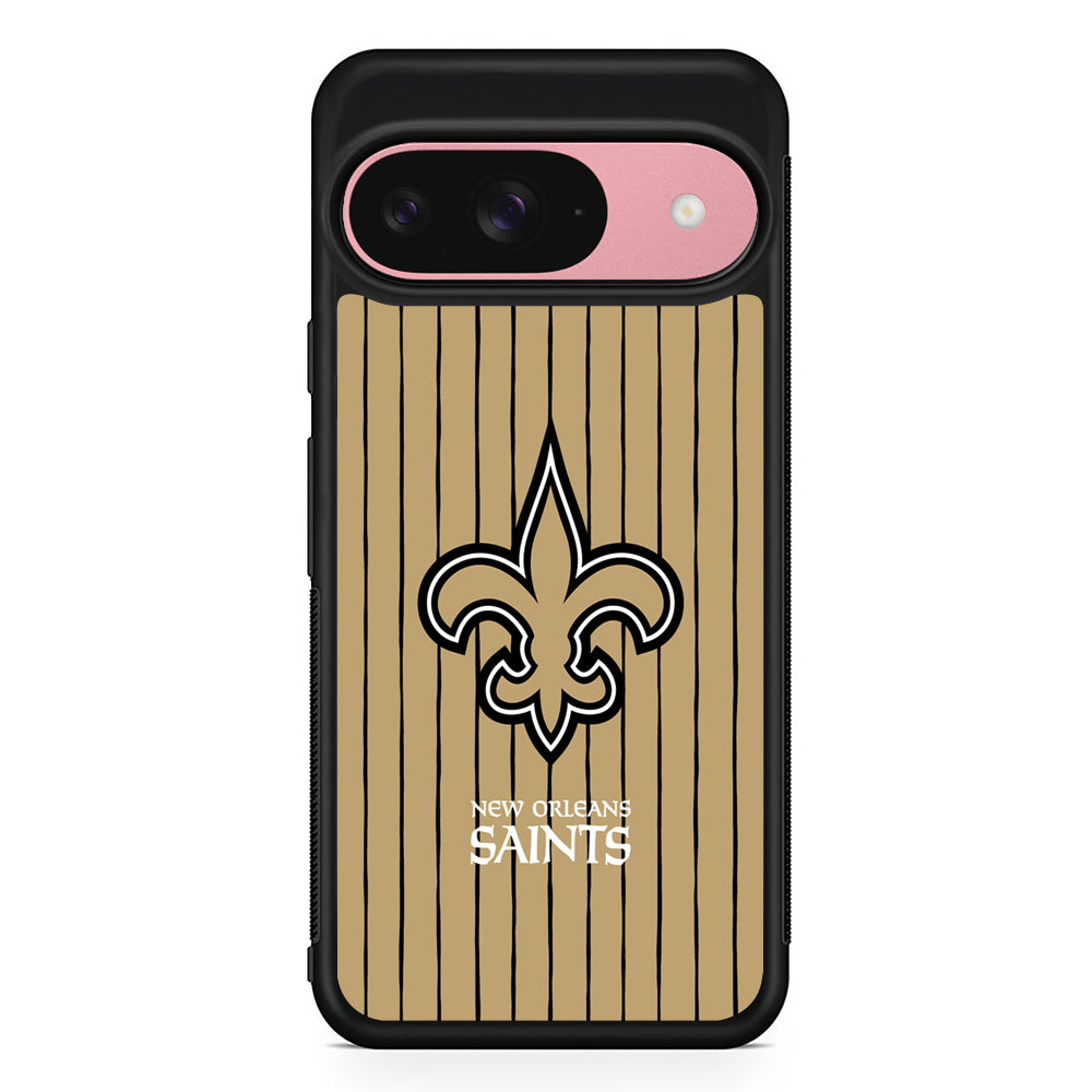NFL New Orleans Saints Striped Google Pixel 9 Case | Google Pixel 9 Protective Rubber Case
