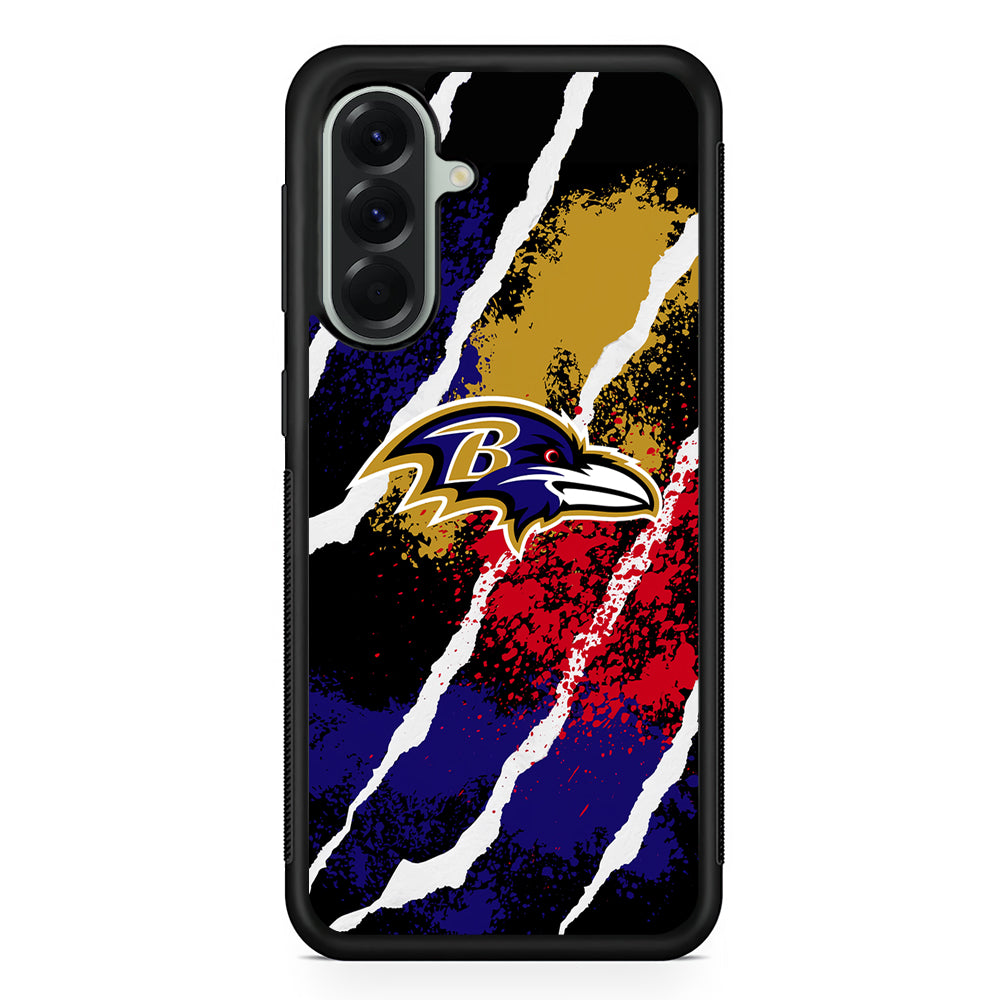 NFL Baltimore Ravens Color Spots Samsung Galaxy A56 Case | Samsung Galaxy A56 Protective Rubber Case