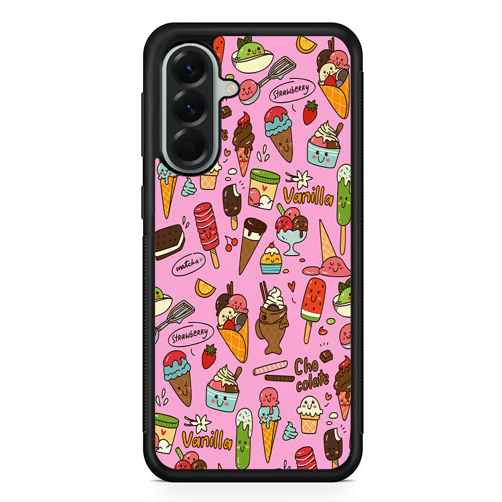 Ice Cream Doodle Cartoon Samsung Galaxy A56 Case | Samsung Galaxy A56 Protective Rubber Case