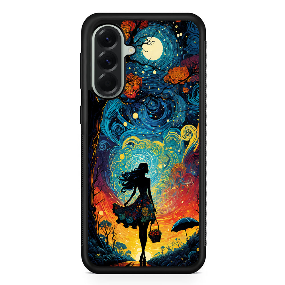 The Girl with The Moon Samsung Galaxy A56 Case | Samsung Galaxy A56 Protective Rubber Case