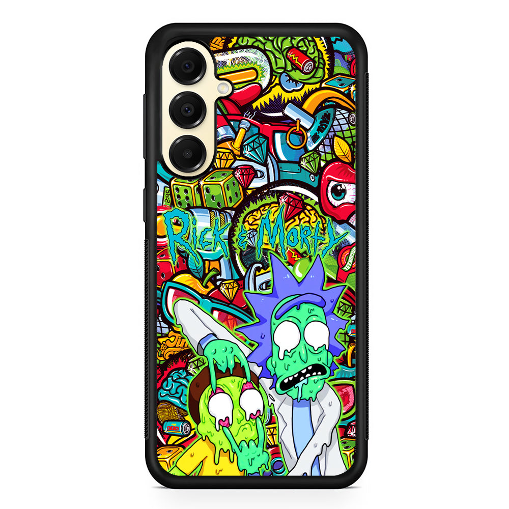 Rick and Morty Melt in Doodle Samsung Galaxy A16 Case | Slim Rubber Samsung Galaxy A16 Case