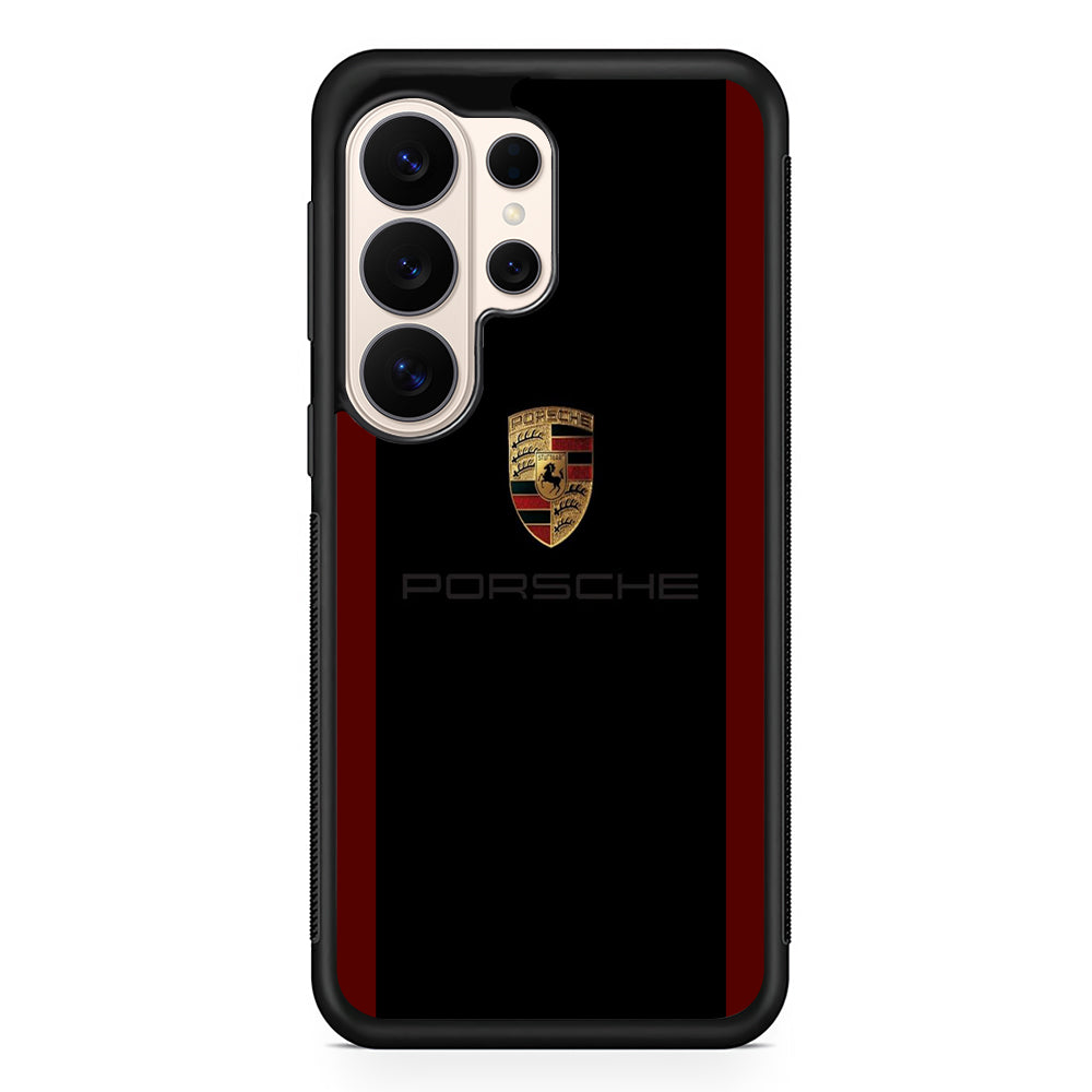 Porsche Logo Stripe Maroon Samsung Galaxy S26 Ultra Case | Slim Everyday Protection for Galaxy S26 Ultra