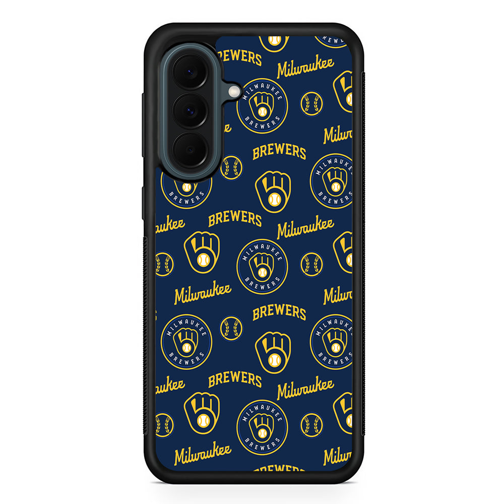 MLB Milwaukee Brewers Pattern Samsung Galaxy A37 Case | Samsung Galaxy A37 Rubber Phone Case